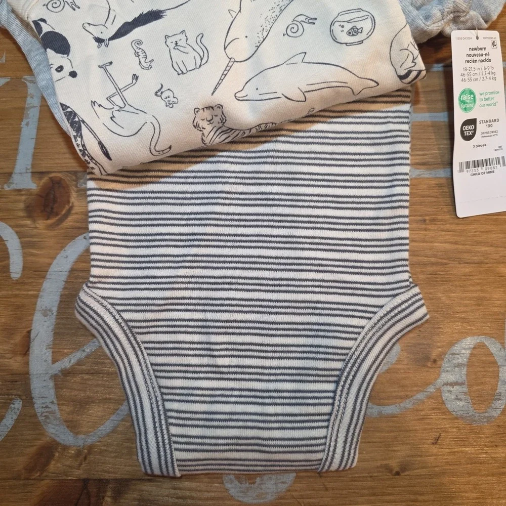 NEW Set Of 4 Carter's Newborn Big Brother Outfits Blue Grey White